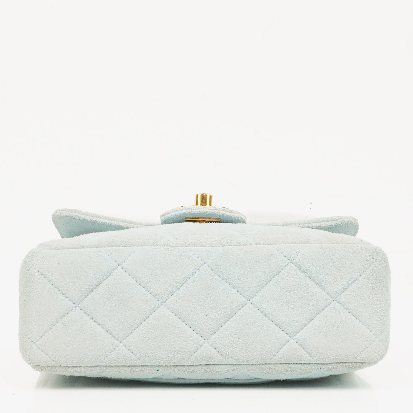 Chanel Vintage Mini Flap Tasche aus hellblauem gestepptem Wildleder