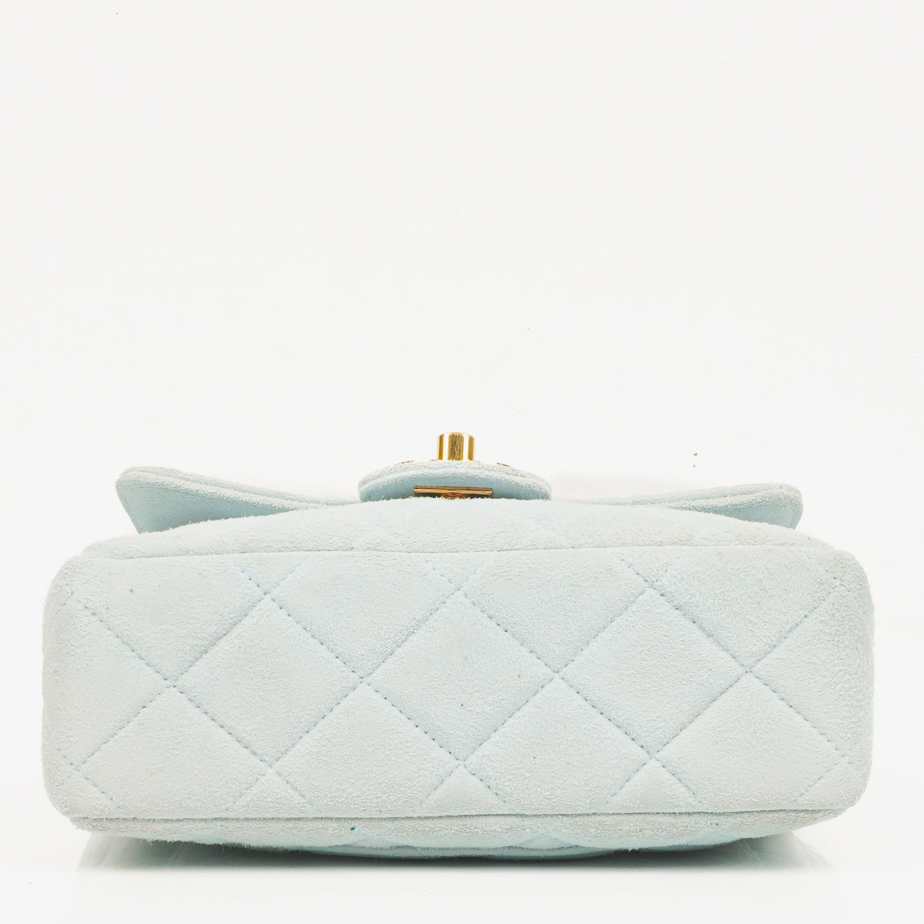 Chanel Vintage Mini Flap Tasche aus hellblauem gestepptem Wildleder