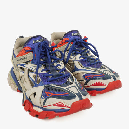 Balenciaga Track.2 Rubber Mesh Bi-Color Beige Blau Rot Open Sneakers 42