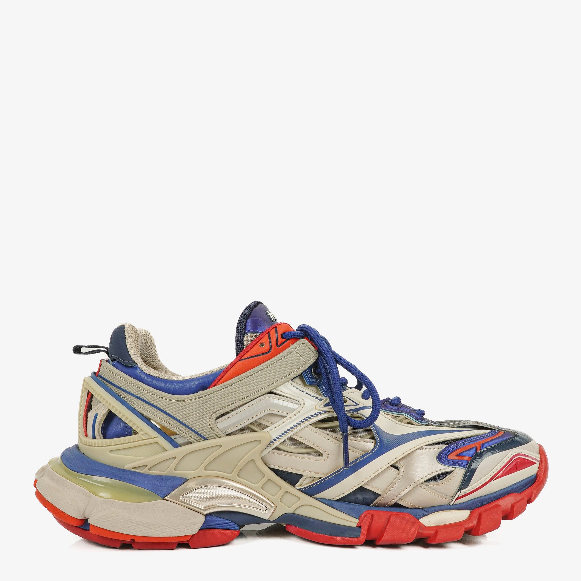 Balenciaga Track.2 Rubber Mesh Bi-Color Beige Blau Rot Open Sneakers 42