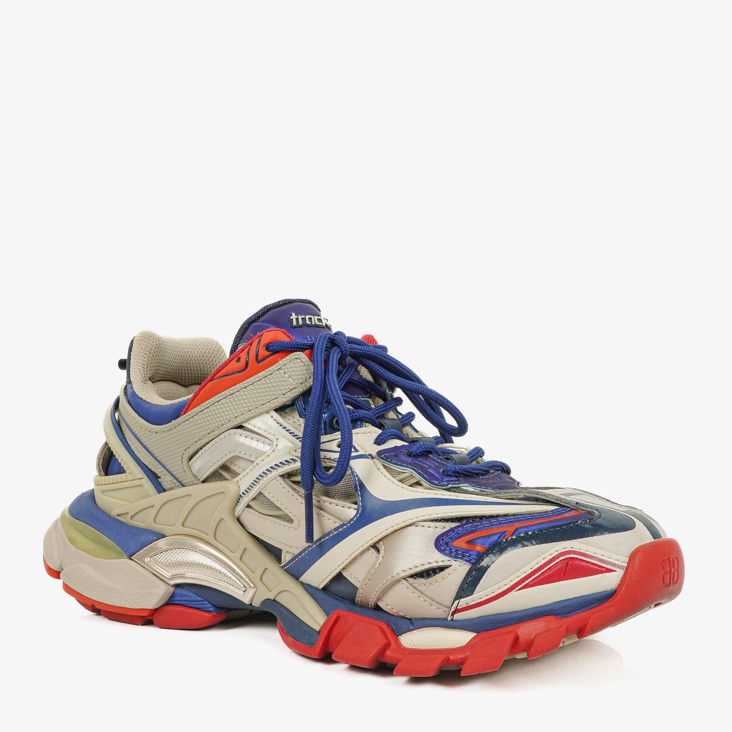 Balenciaga Track.2 Rubber Mesh Bi-Color Beige Blau Rot Open Sneakers 42