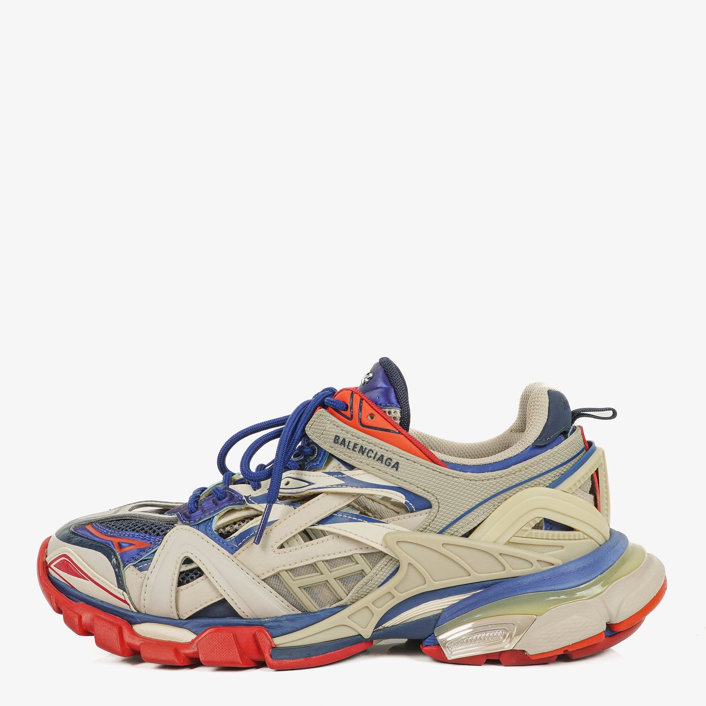 Balenciaga Track.2 Rubber Mesh Bi-Color Beige Blau Rot Open Sneakers 42