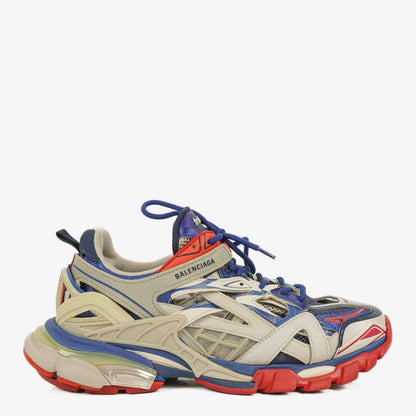 Balenciaga Track.2 Rubber Mesh Bi-Color Beige Blau Rot Open Sneakers 42