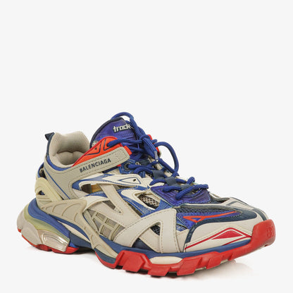 Balenciaga Track.2 Rubber Mesh Bi-Color Beige Blau Rot Open Sneakers 42