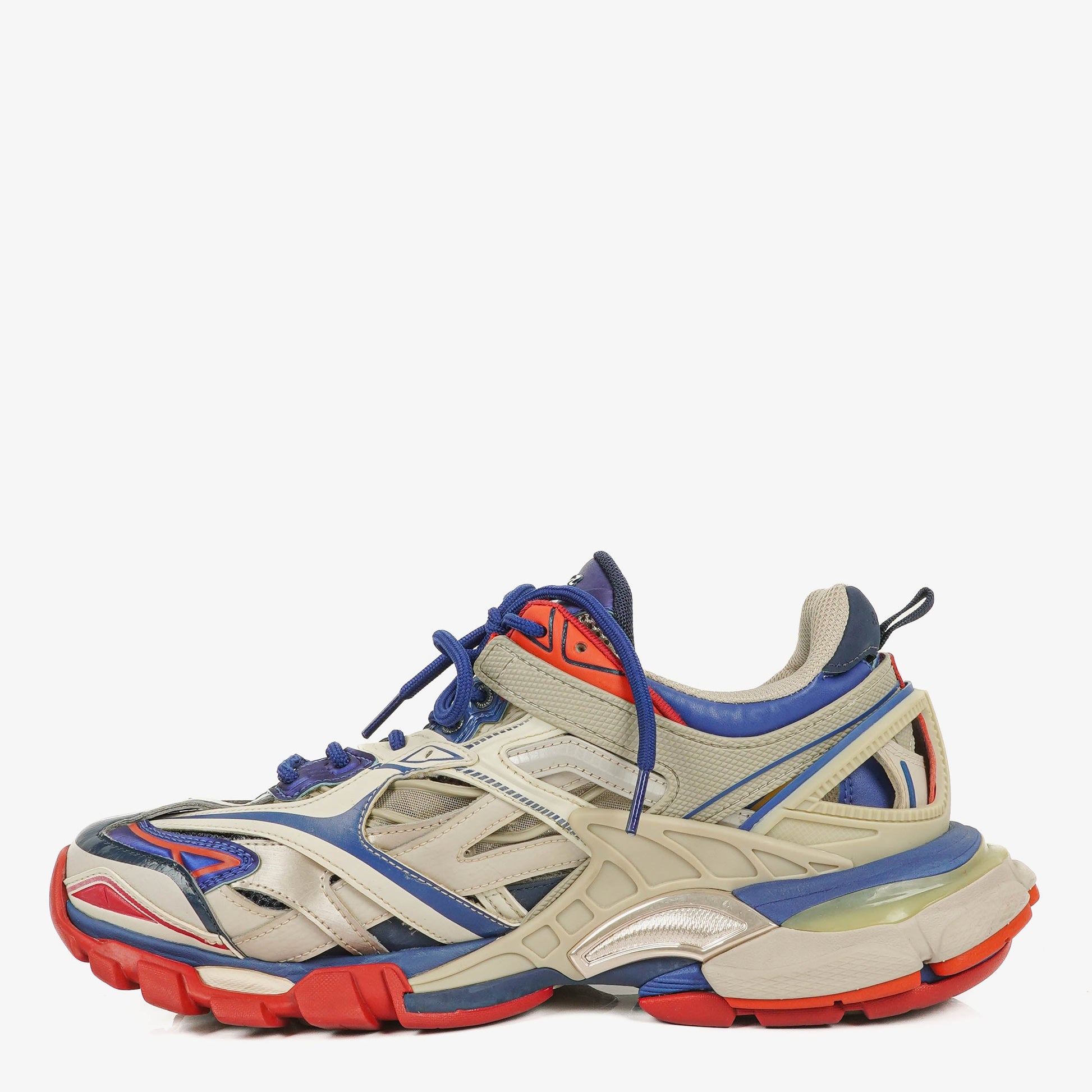 Balenciaga Track.2 Rubber Mesh Bi-Color Beige Blau Rot Open Sneakers 42