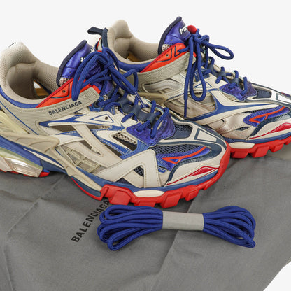 Balenciaga Track.2 Rubber Mesh Bi-Color Beige Blau Rot Open Sneakers 42