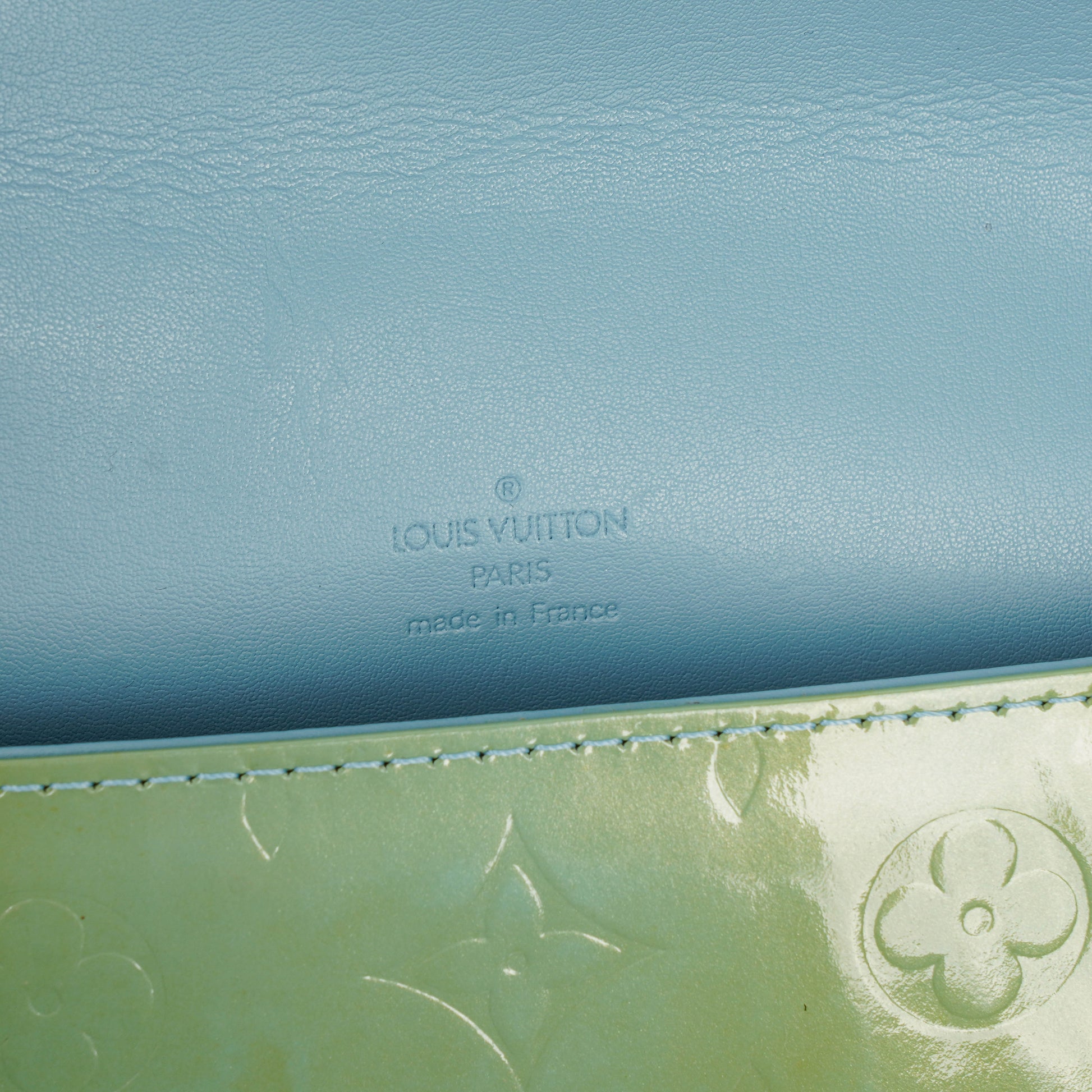 Louis Vuitton Thompson Monogram Vernis grüne Leder Schultertasche