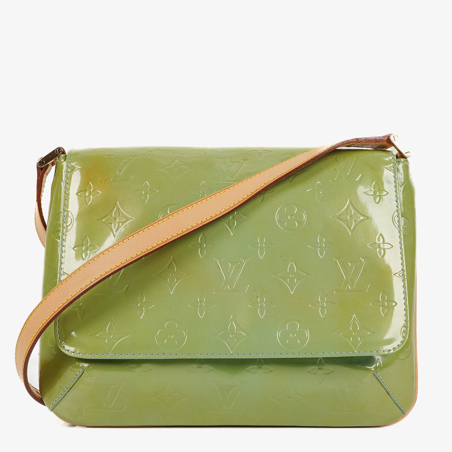 Louis Vuitton Thompson Monogram Vernis grüne Leder Schultertasche
