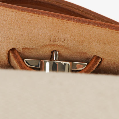 Hermès Herbag MM 2-Way Schultertasche aus Vache Hunter Criss Viking in Ecru Beige Naturel
