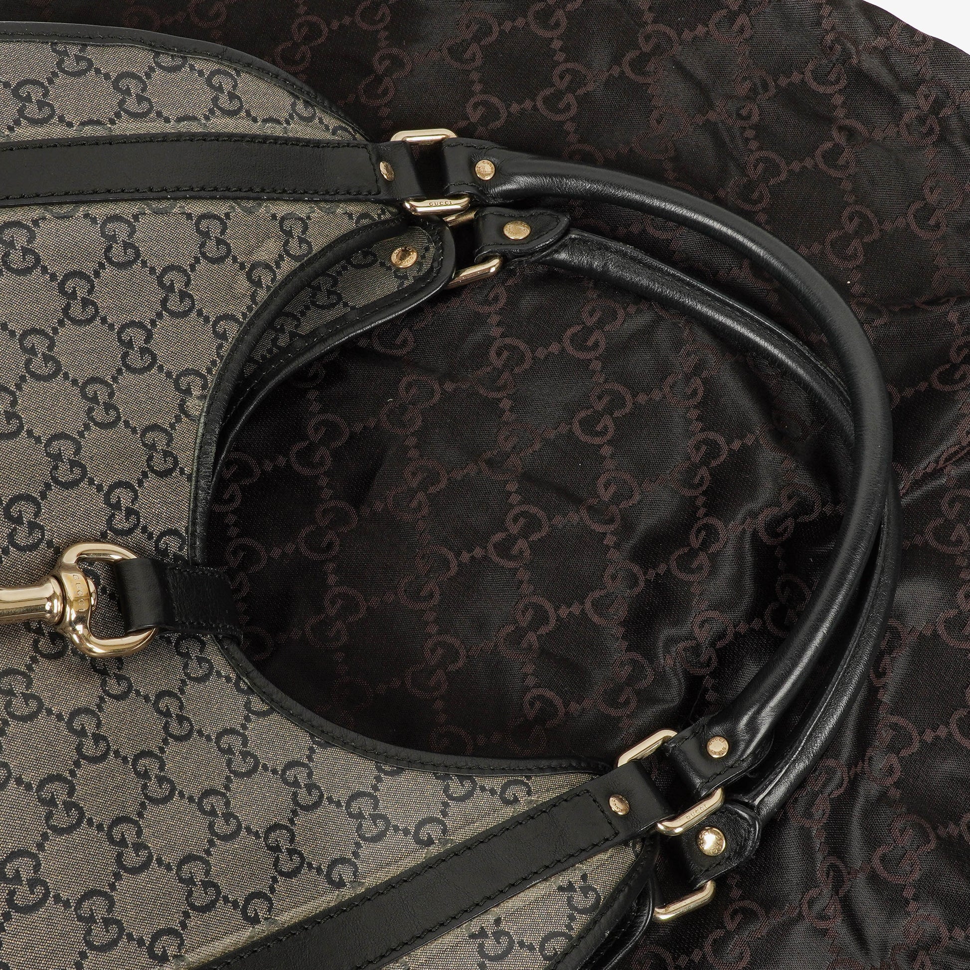 Gucci Jackie Bardot Schultertasche aus Crystal GG Canvas