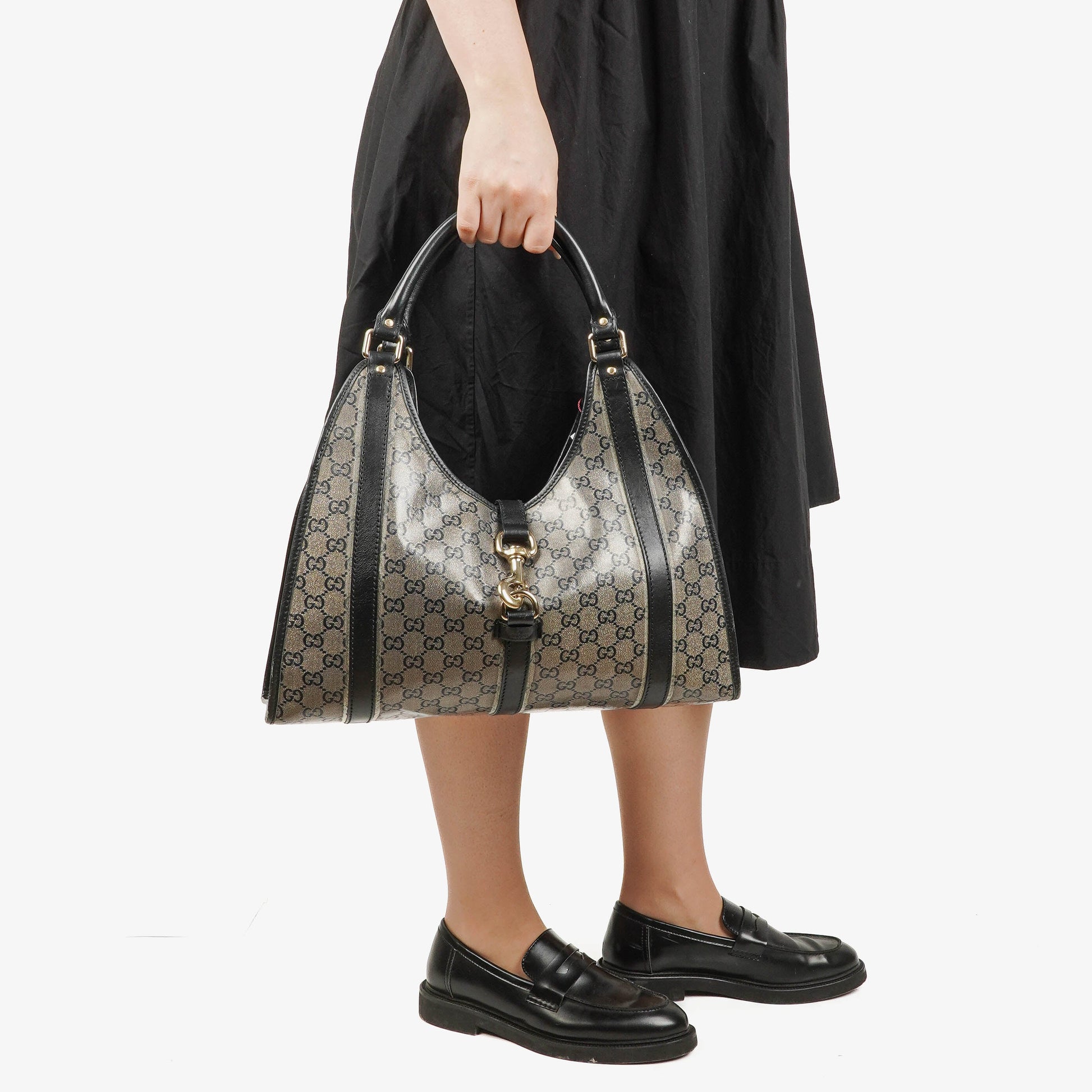 Gucci Jackie Bardot Schultertasche aus Crystal GG Canvas