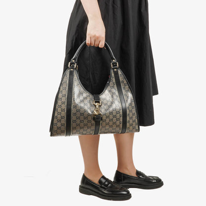Gucci Jackie Bardot Schultertasche aus Crystal GG Canvas