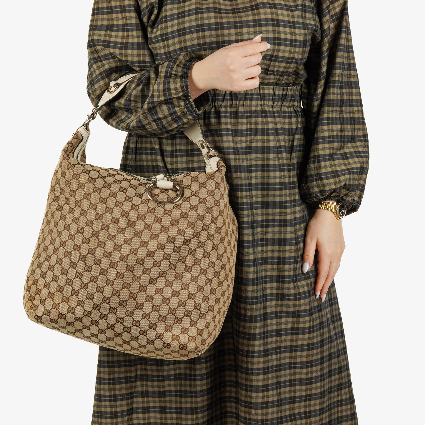 Gucci große Icon Bit Hobo Tasche aus GG Canvas