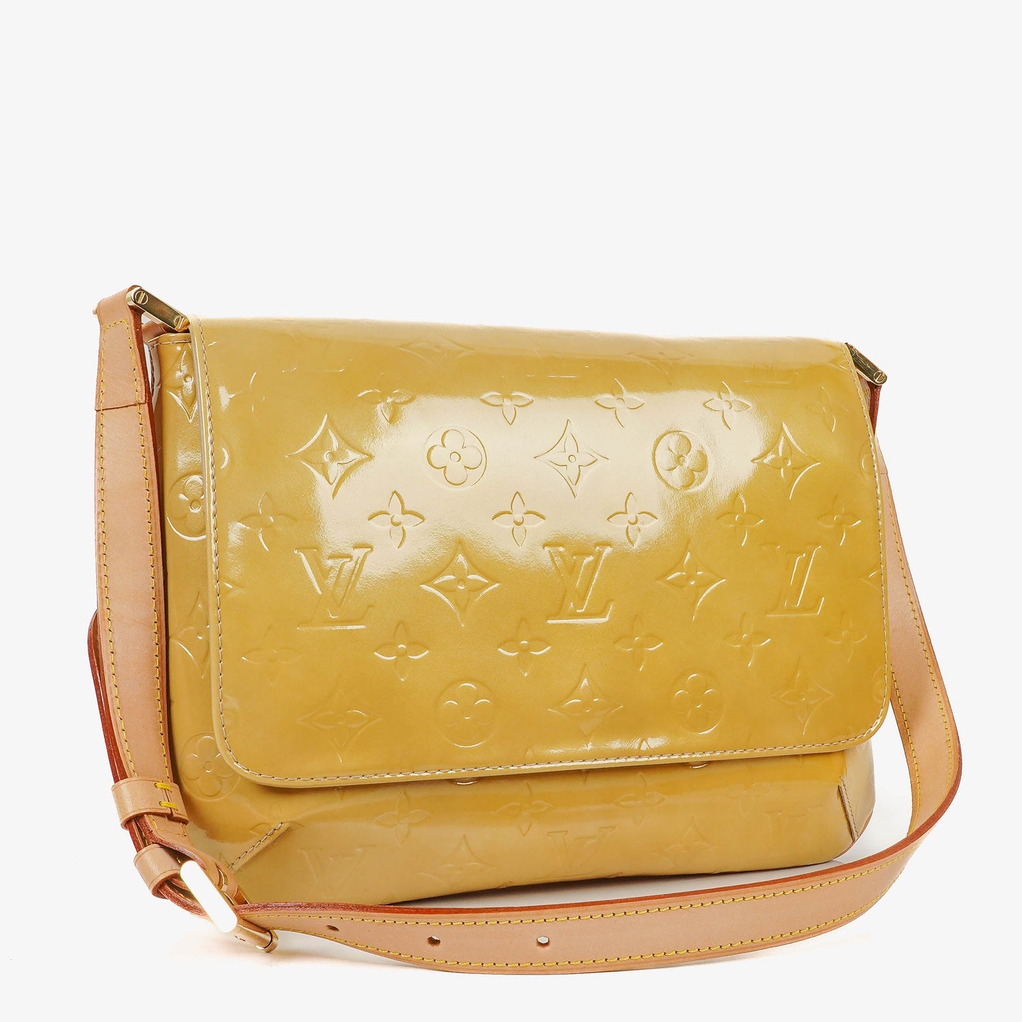 Louis Vuitton Thompson Street Schultertasche aus gelbem Monogram Vernis Leder