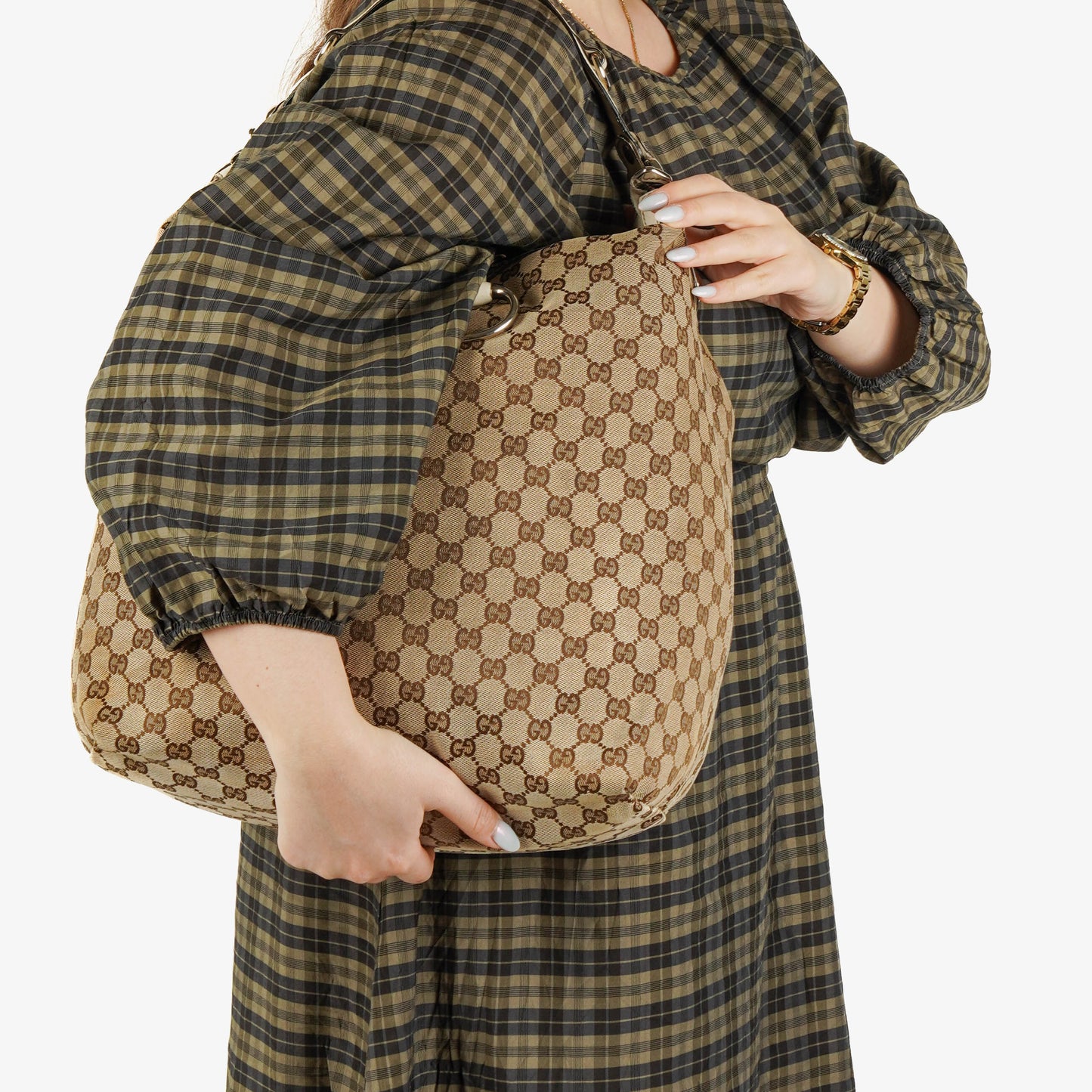 Gucci große Icon Bit Hobo Tasche aus GG Canvas