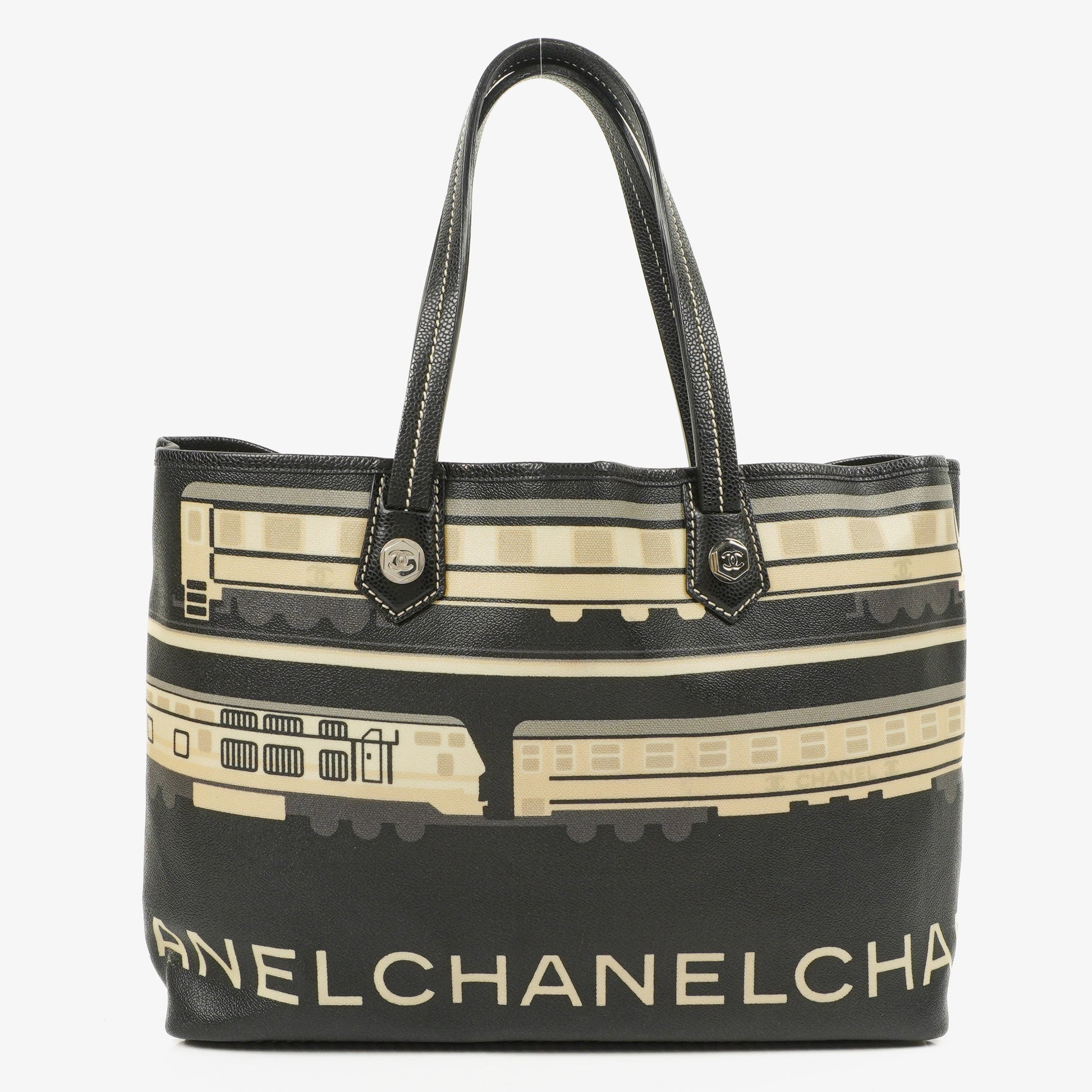 Chanel Le Train Tasche aus schwarzem beschichtetem Canvas