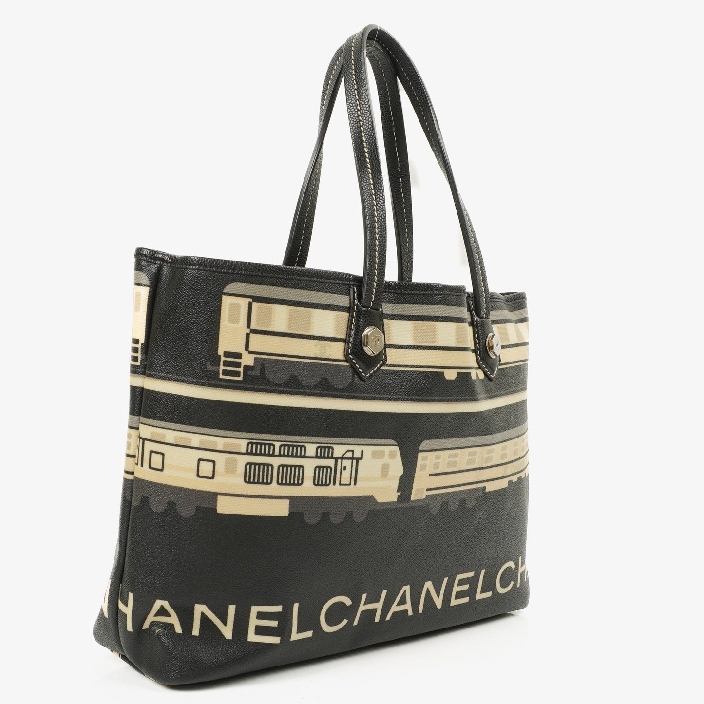 Chanel Le Train Tasche aus schwarzem beschichtetem Canvas