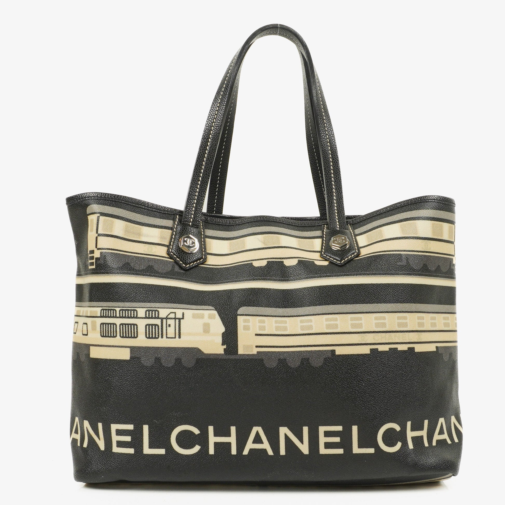 Chanel Le Train Tasche aus schwarzem beschichtetem Canvas