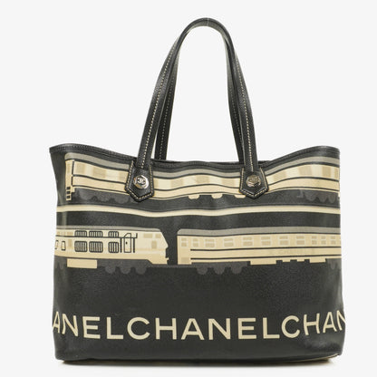 Chanel Le Train Tasche aus schwarzem beschichtetem Canvas