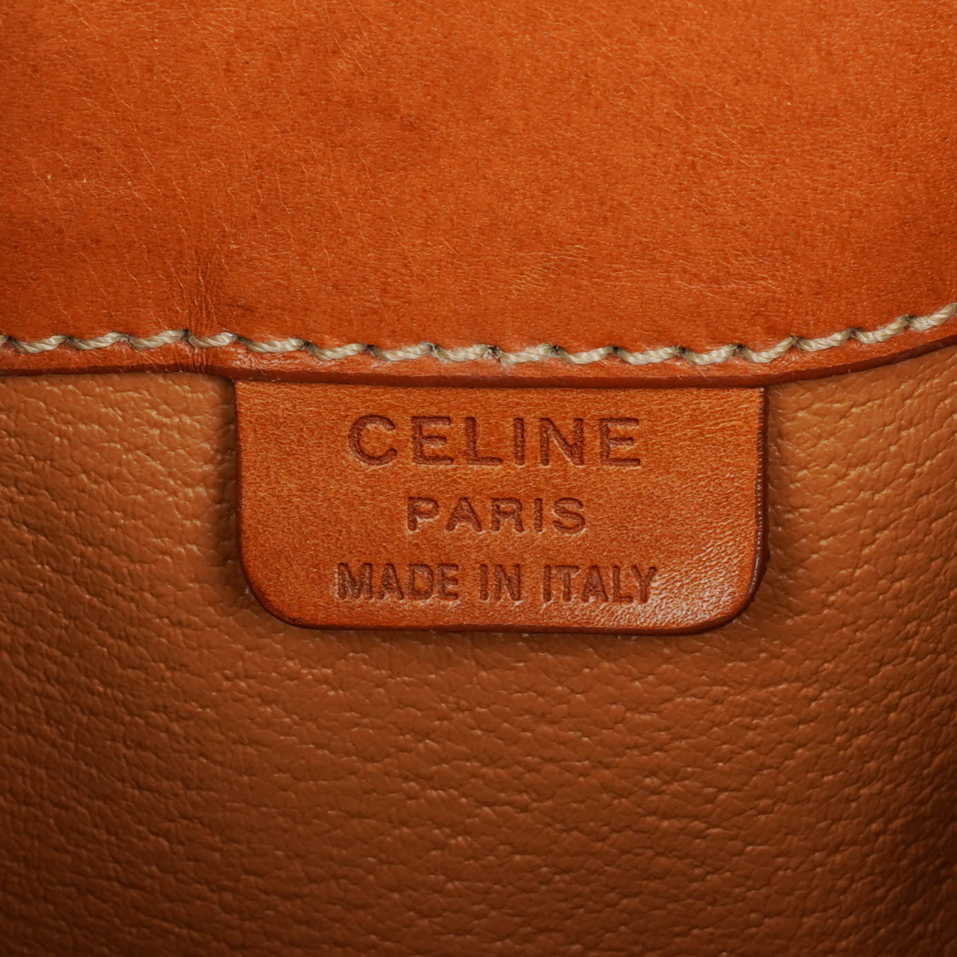 Celine Vintage Macadam Triomphe Bucket Bag mit Zugband in Braun