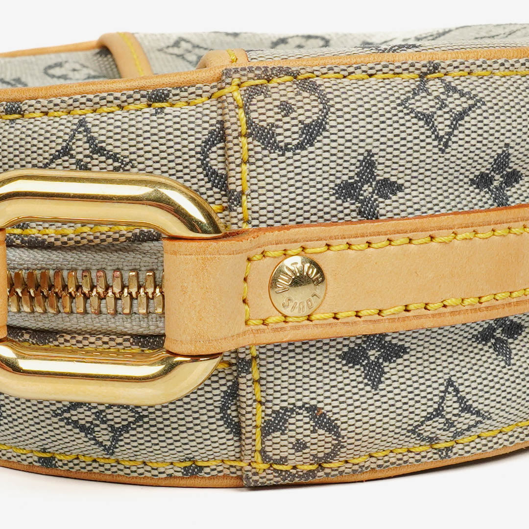 Louis Vuitton Mini Jeanne PM Schultertasche aus blauem Monogram Mini Lin