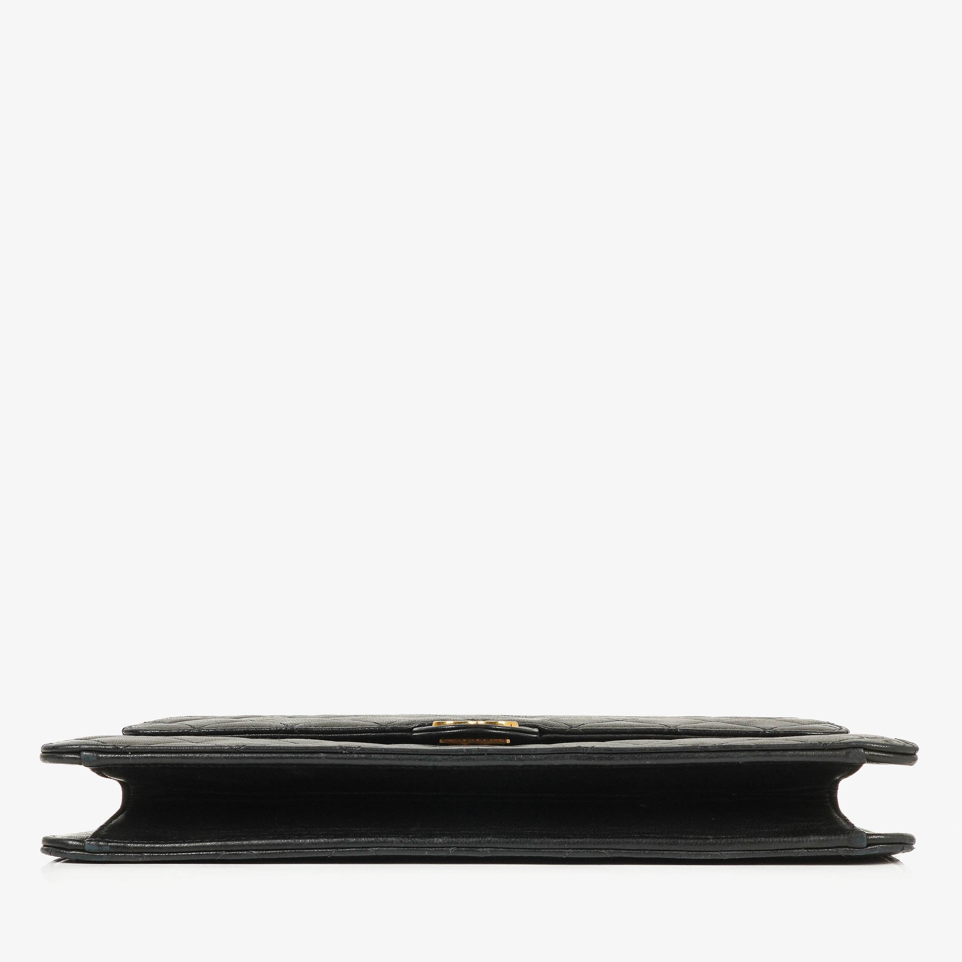 Chanel Medium Classic Single Flap Bag aus schwarzem gestepptem Lammleder mit 24K vergoldeter Hardware