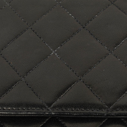 Chanel Medium Classic Single Flap Bag aus schwarzem gestepptem Lammleder mit 24K vergoldeter Hardware