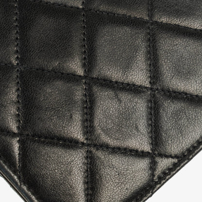Chanel Medium Classic Single Flap Bag aus schwarzem gestepptem Lammleder mit 24K vergoldeter Hardware