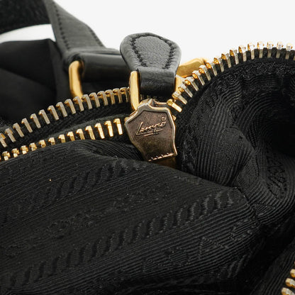 Prada Nero Nylon Logo-Jacquard Henkeltasche