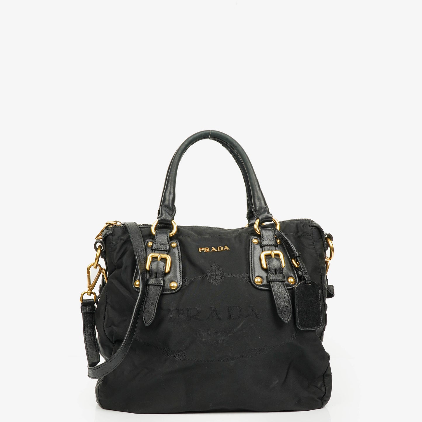 Prada Nero Nylon Logo-Jacquard Henkeltasche