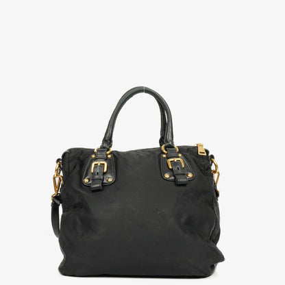 Prada Nero Nylon Logo-Jacquard Henkeltasche