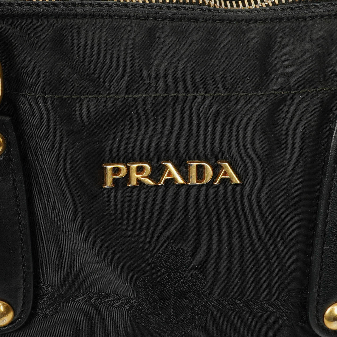 Prada Nero Nylon Logo-Jacquard Henkeltasche