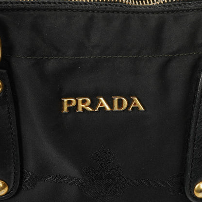Prada Nero Nylon Logo-Jacquard Henkeltasche