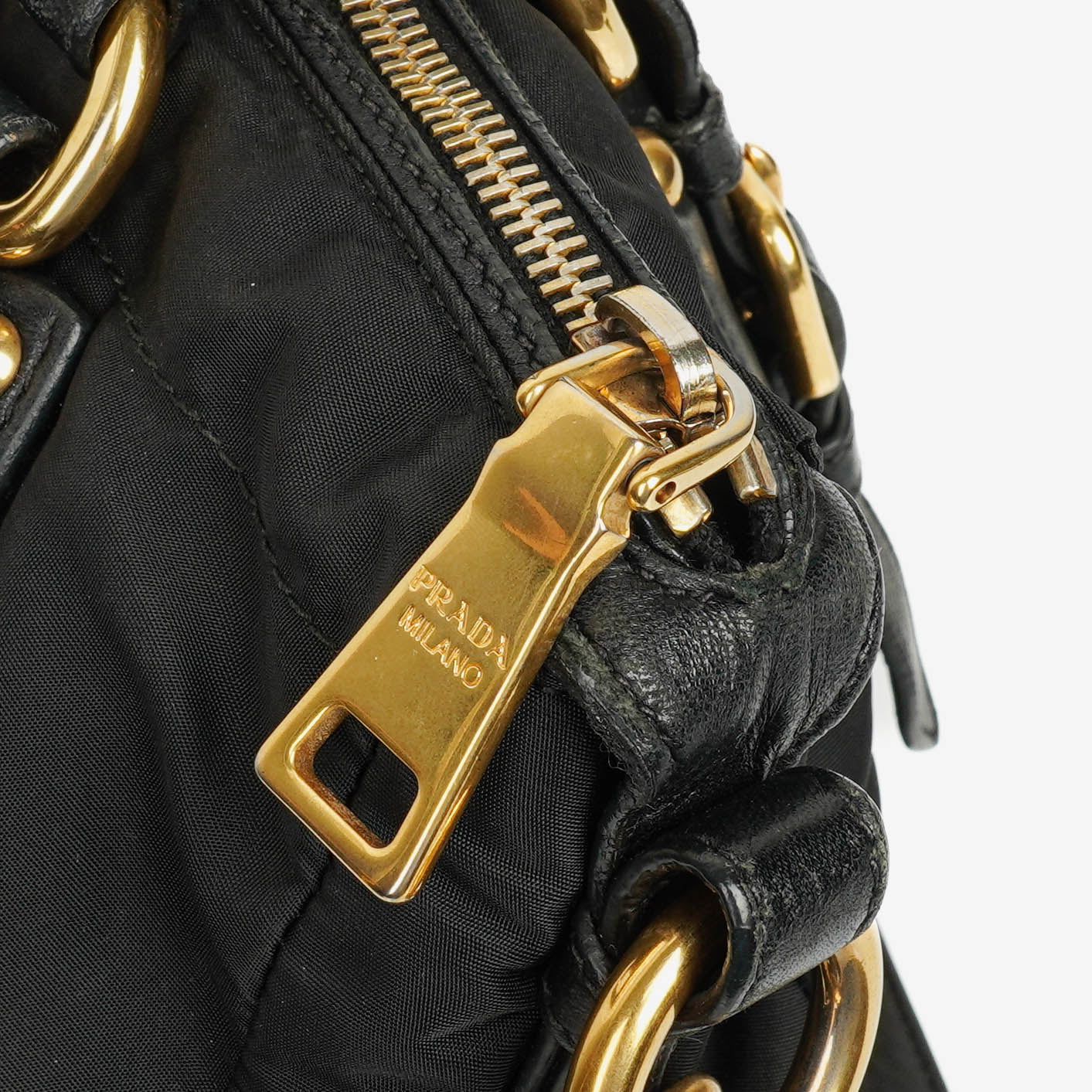 Prada Nero Nylon Logo-Jacquard Henkeltasche