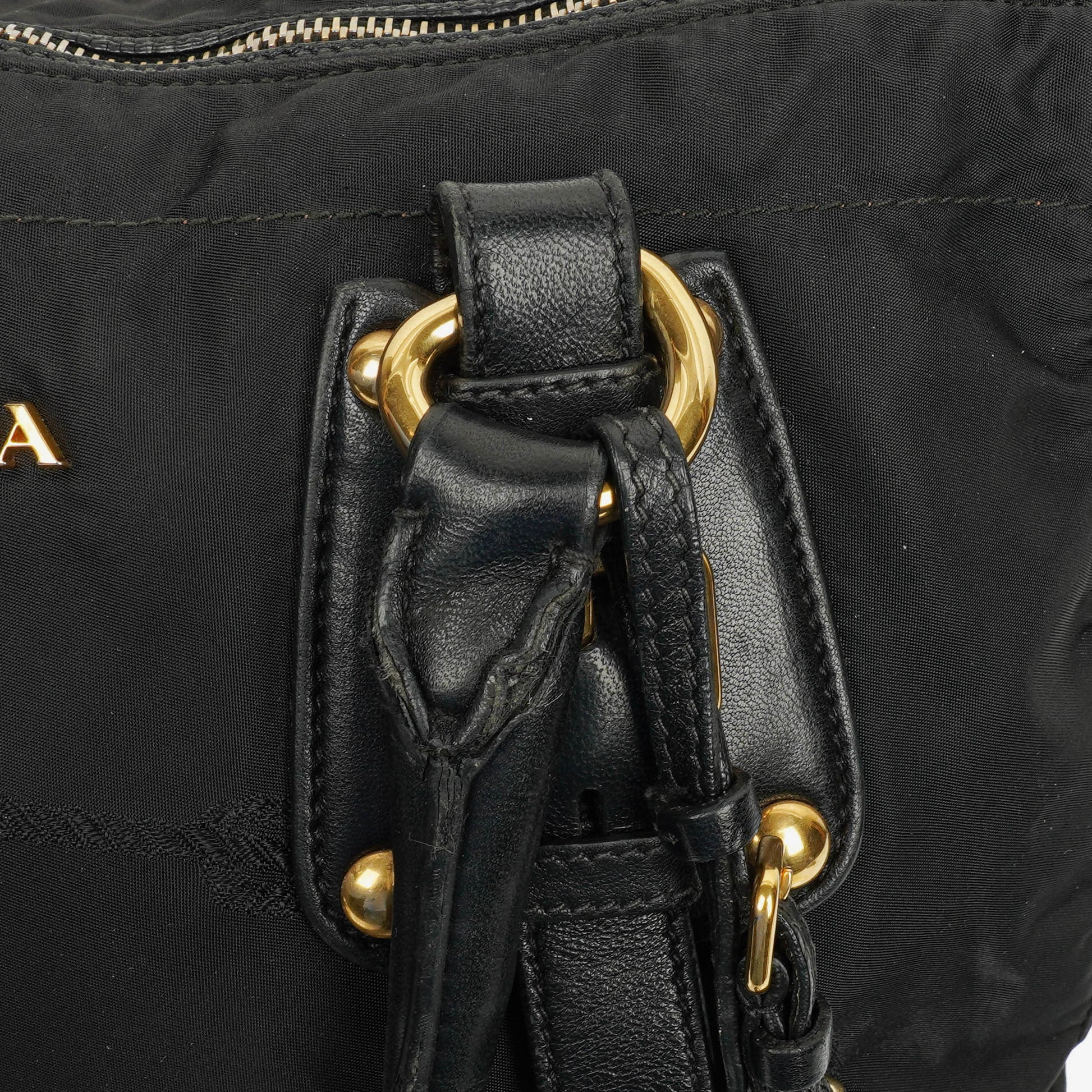 Prada Nero Nylon Logo-Jacquard Henkeltasche