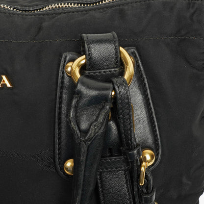 Prada Nero Nylon Logo-Jacquard Henkeltasche