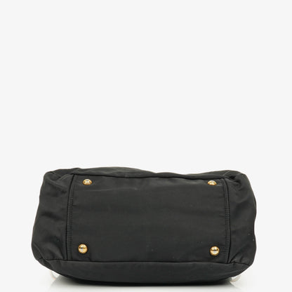 Prada Nero Nylon Logo-Jacquard Henkeltasche
