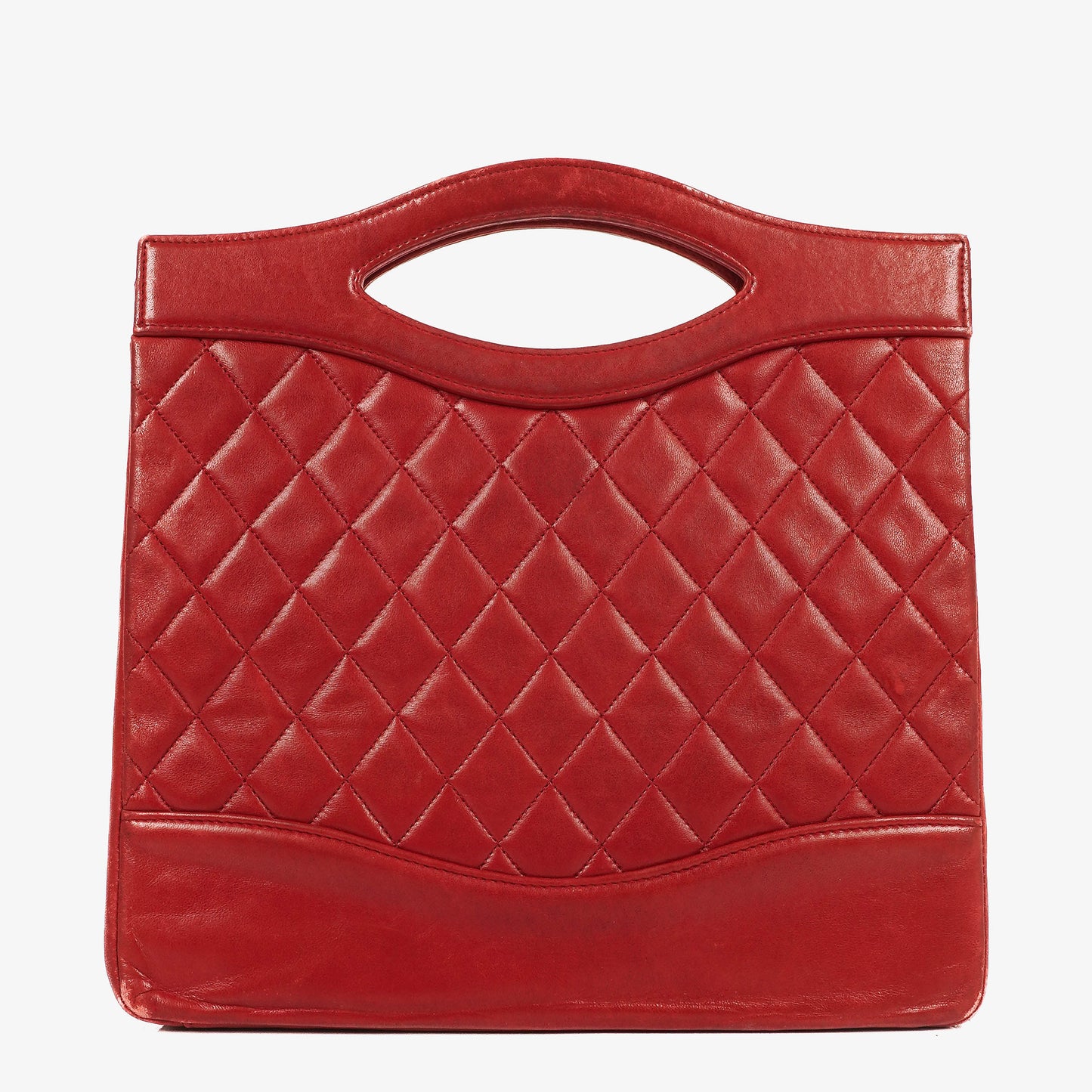 Chanel Vintage Shopping Tote Small aus rotem Lammleder