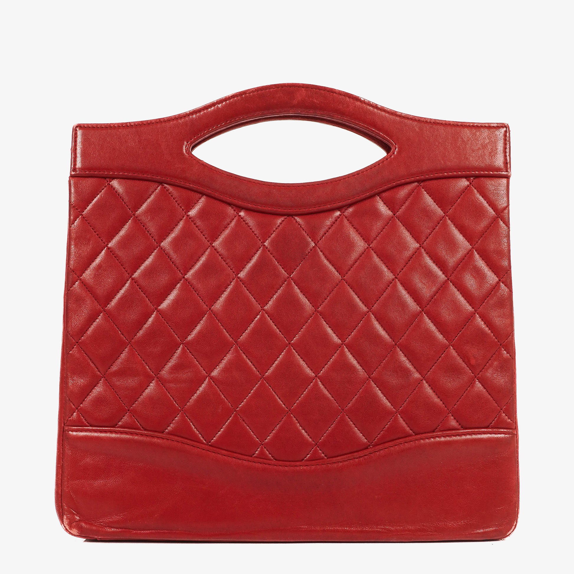 Chanel Vintage Shopping Tote Small aus rotem Lammleder