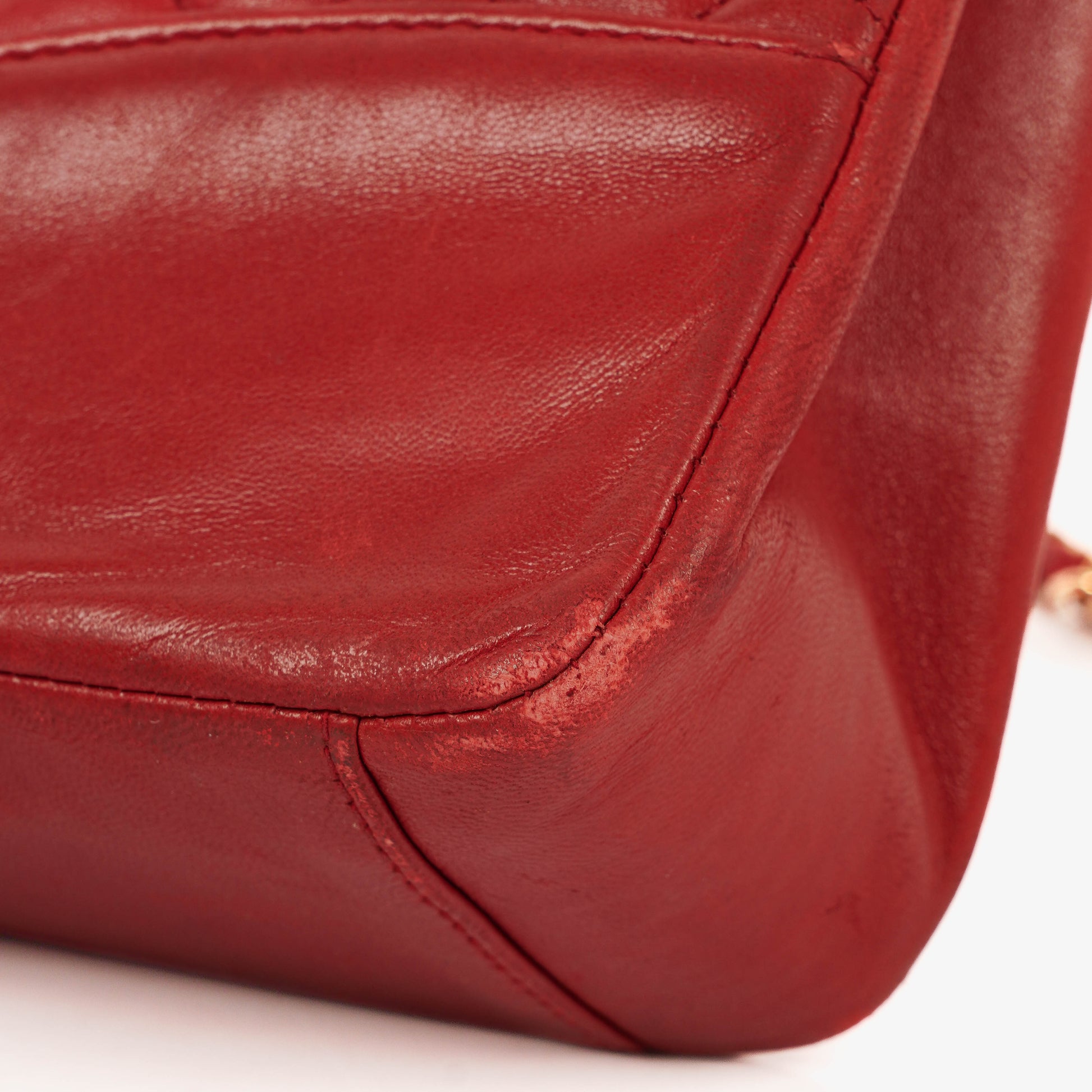 Chanel Vintage Shopping Tote Small aus rotem Lammleder