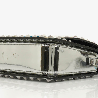 Valentino Garavani kleine Rockstud Schultertasche aus silbernem Spiegel-Kalbsleder