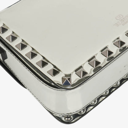 Valentino Garavani kleine Rockstud Schultertasche aus silbernem Spiegel-Kalbsleder