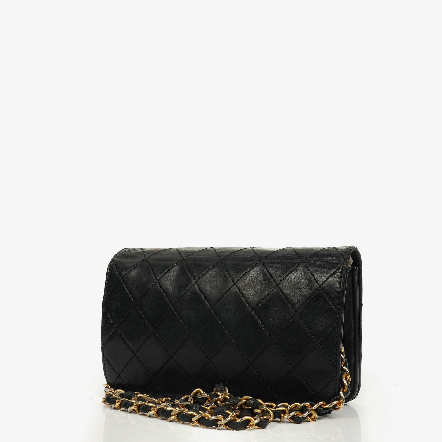Chanel Classic Full Flap Tasche aus schwarzem gestepptem Leder mit 24K vergoldeten Beschlägen