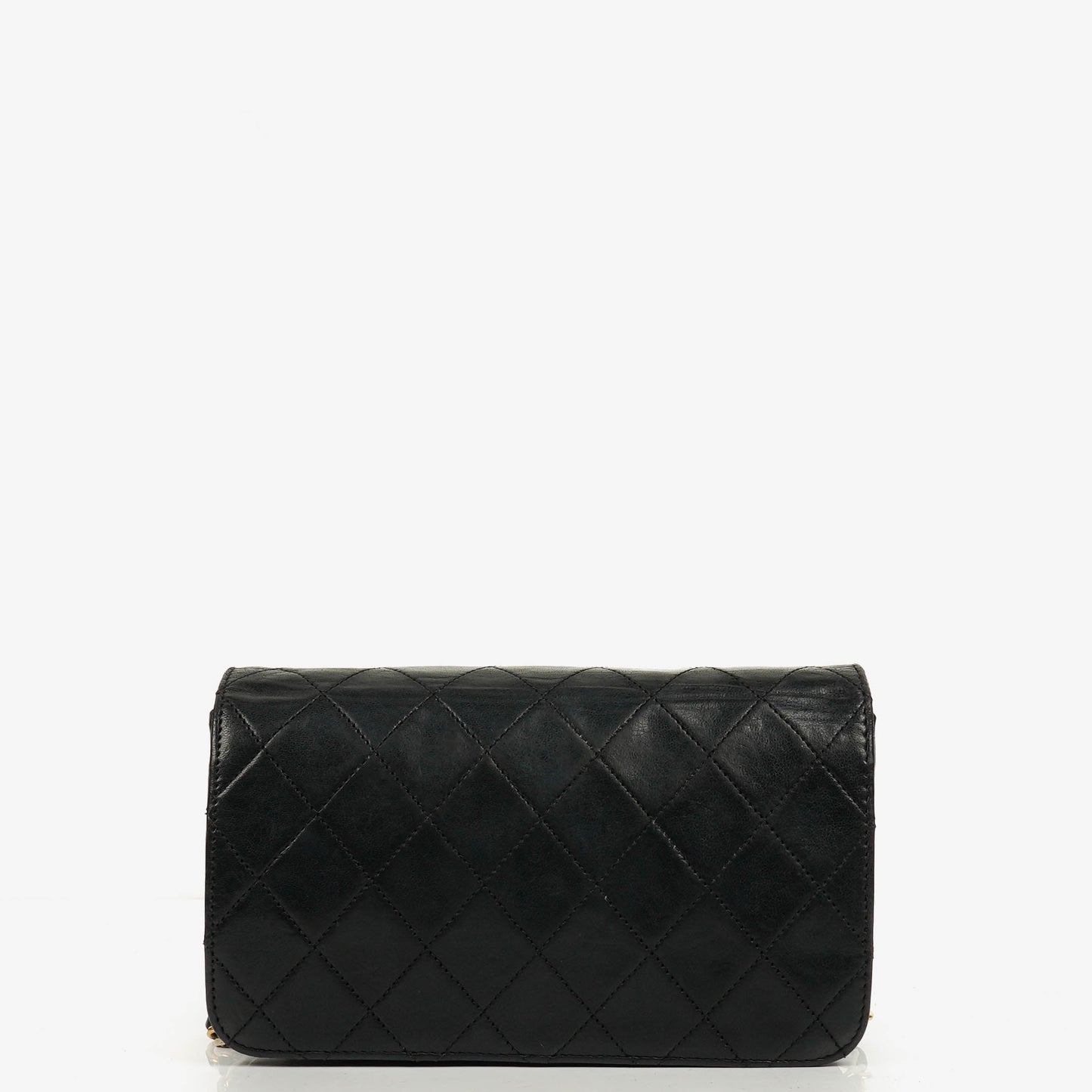 Chanel Classic Full Flap Tasche aus schwarzem gestepptem Leder mit 24K vergoldeten Beschlägen