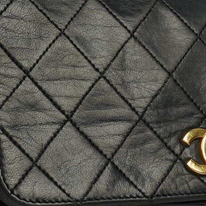 Chanel Classic Full Flap Tasche aus schwarzem gestepptem Leder mit 24K vergoldeten Beschlägen