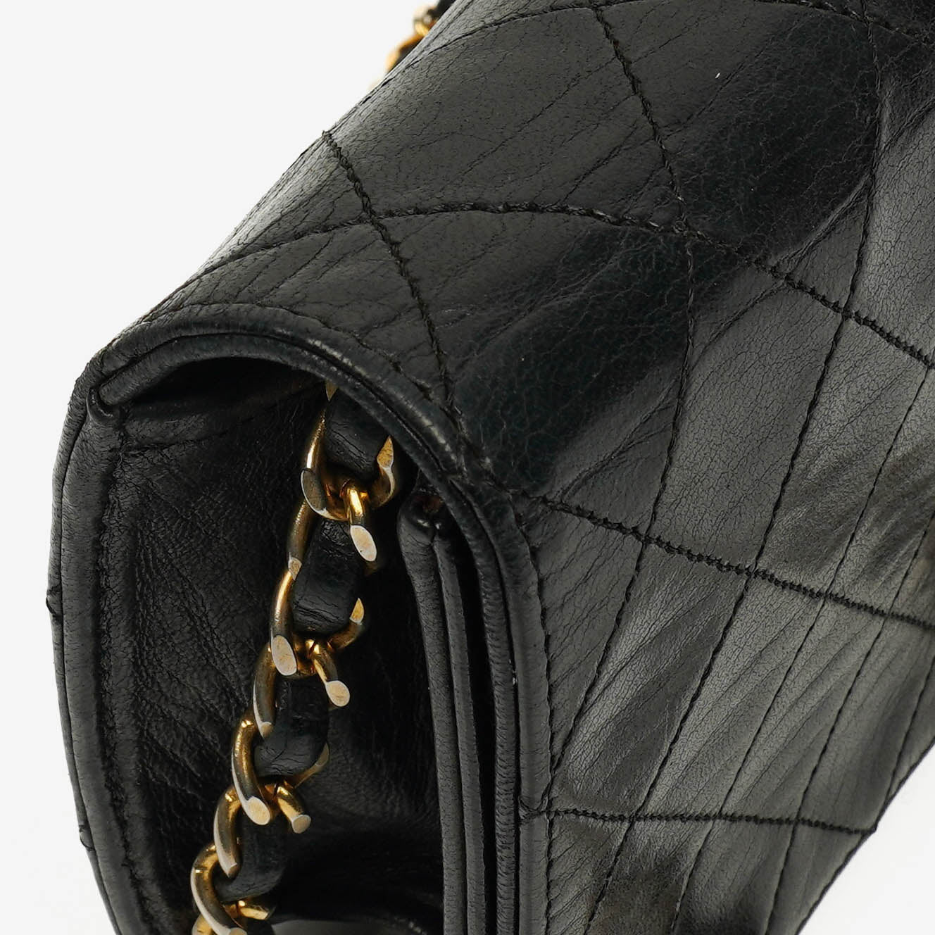Chanel Classic Full Flap Tasche aus schwarzem gestepptem Leder mit 24K vergoldeten Beschlägen