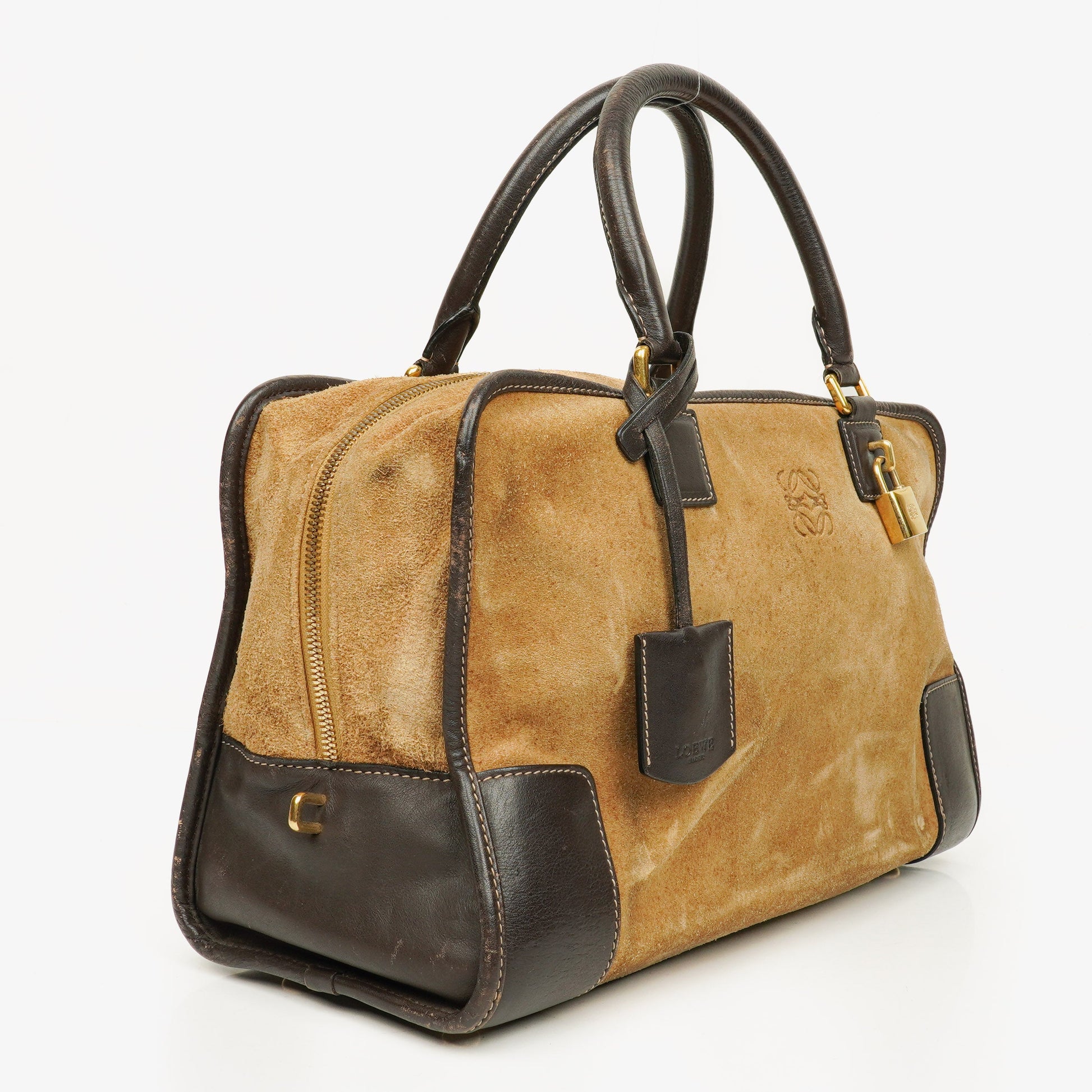 Loewe Amazona Henkeltasche aus Wildleder und Kalbsleder
