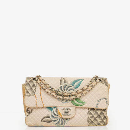 Chanel Vintage CC Chain Flap Bag aus bedrucktem Canvas