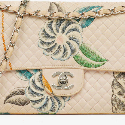 Chanel Vintage CC Chain Flap Bag aus bedrucktem Canvas