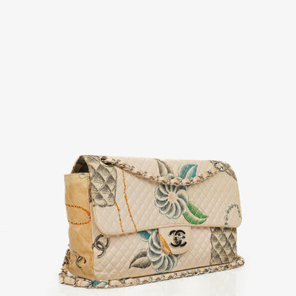 Chanel Vintage CC Chain Flap Bag aus bedrucktem Canvas